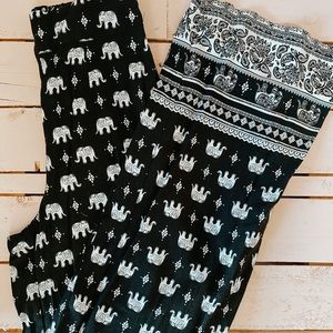 Elephant Patterned Wide Leg Pants